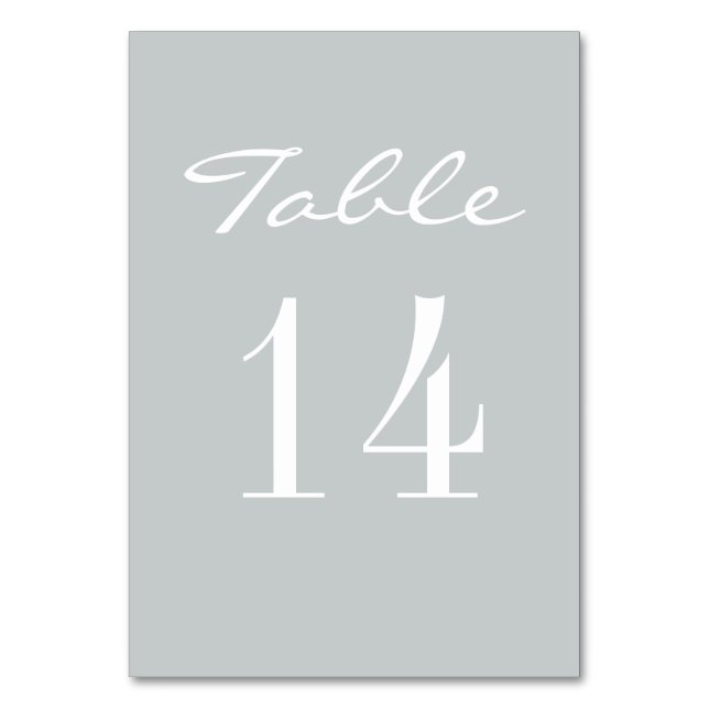 Numéro De Table Mariage élégant blanc gris chic (Dos)