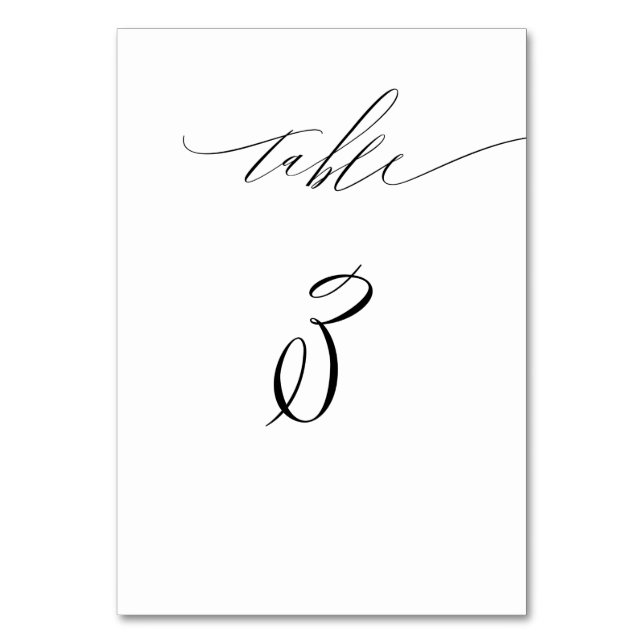 Numéro De Table Mariage Élégant Blanc Noir Moderne Écriture No 3 (Par défaut)