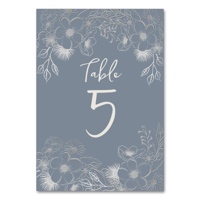 Numéro De Table Mariage Élégant Bleu Poussiéreux (Par défaut)