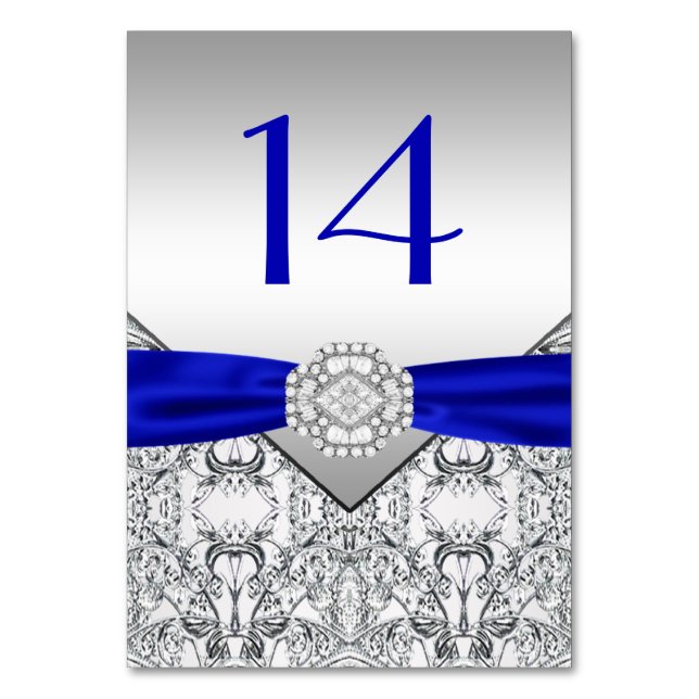 Numéro De Table Mariage élégant bleu royal argent (Par défaut)