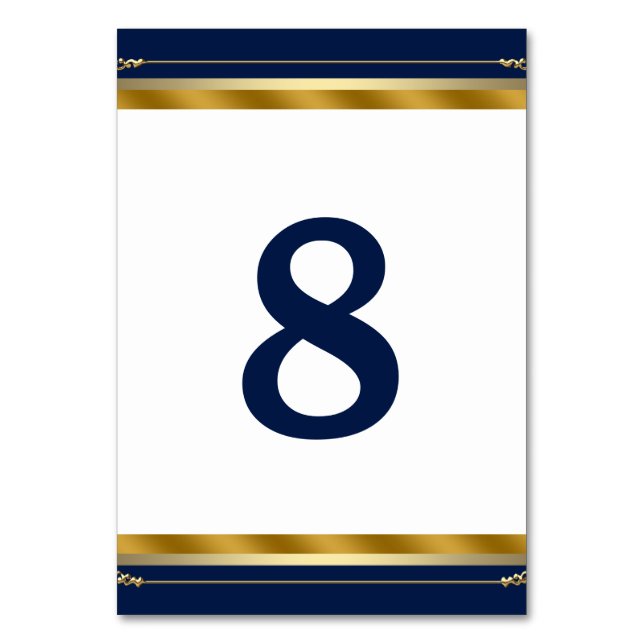 Numéro De Table Mariage élégant bleu royal or (Par défaut)