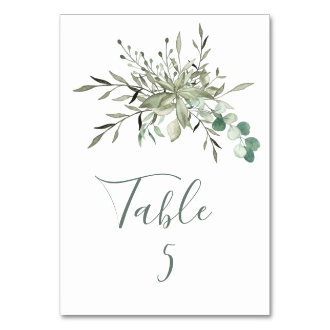 Numéro De Table Mariage Élégant Classique au Vert Eucalyptus (Par défaut)