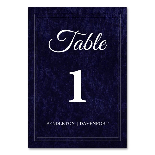 Numéro De Table Mariage élégant classique bleu marine (Par défaut)