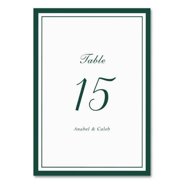 Numéro De Table Mariage Élégant Classique Cadre Vert Foncé Chasseu (Par défaut)