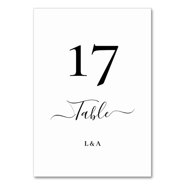 Numéro De Table Mariage Élégant Classique Calligraphie Noir et Bla (Par défaut)