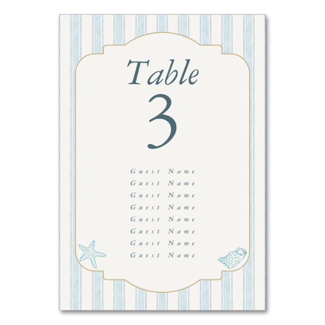 Numéro De Table Mariage Élégant Côté Mer (Par défaut)