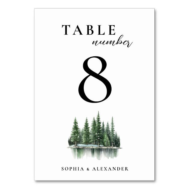 Numéro De Table Mariage élégant dans la forêt d'hiver (Par défaut)