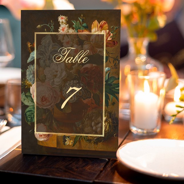 Numéro De Table Mariage Élégant de Fleurs d'Art Fin (Créateur téléchargé)