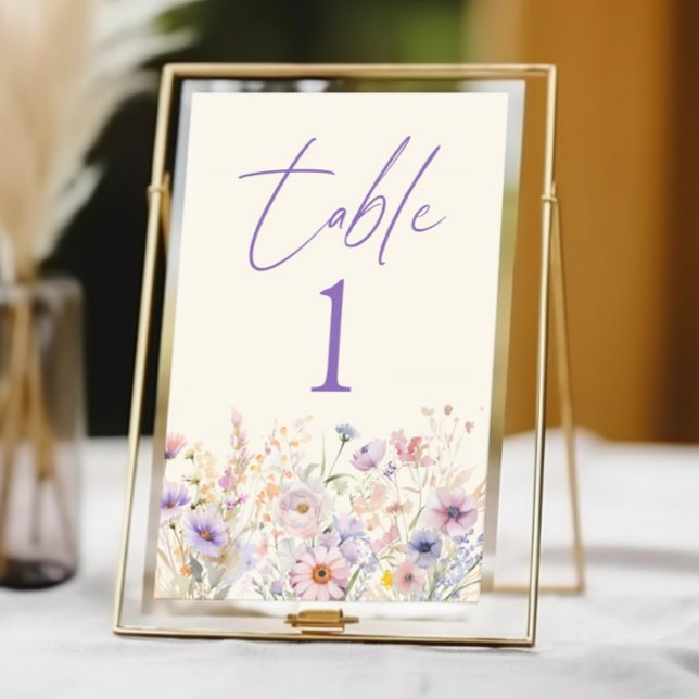 Numéro De Table Mariage Élégant de Prairie de Fleurs Sauvages Rose (Créateur téléchargé)
