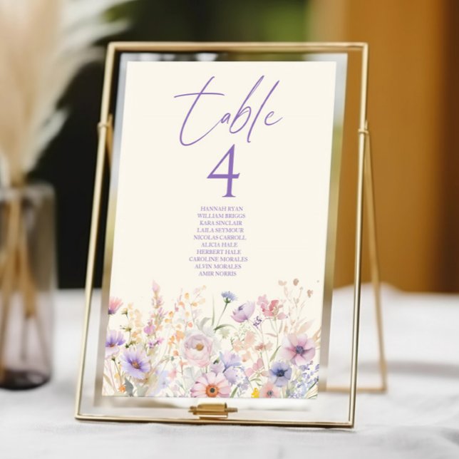 Numéro De Table Mariage Élégant de Prairie de Fleurs Sauvages Rose (Créateur téléchargé)