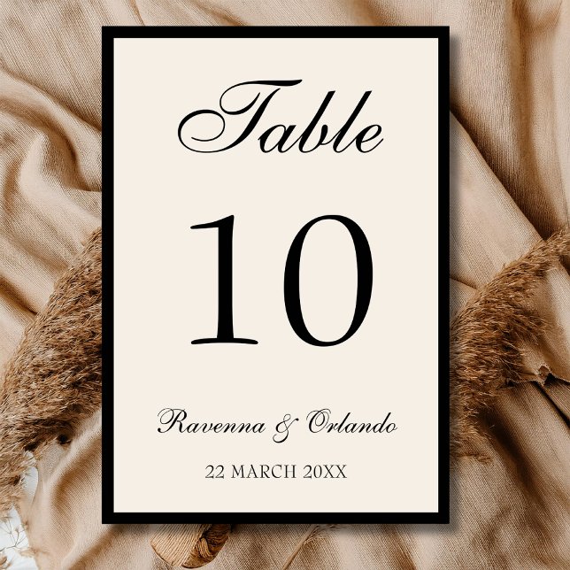 Numéro De Table Mariage Élégant et Intemporel Argent Noir à l'Anci (Créateur téléchargé)