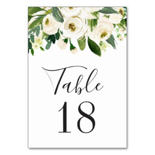 Numéro De Table Mariage Élégant Fleurs et Feuillage à l'Aquarelle 