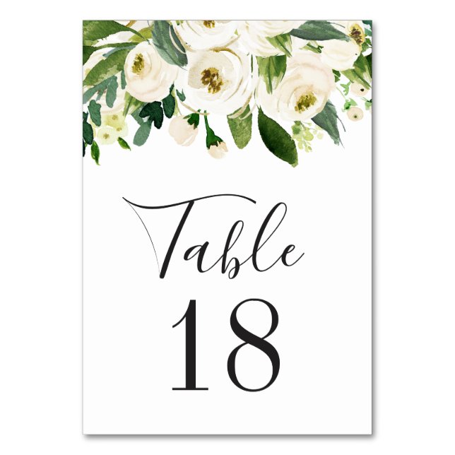 Numéro De Table Mariage Élégant Fleurs et Feuillage à l'Aquarelle  (Par défaut)