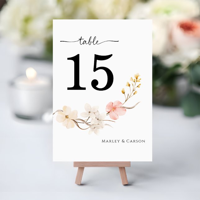 Numéro De Table Mariage Élégant Floral Moderne de Printemps avec T (Créateur téléchargé)