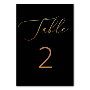 Numéro De Table Mariage élégant formel en noir et or Écriture do