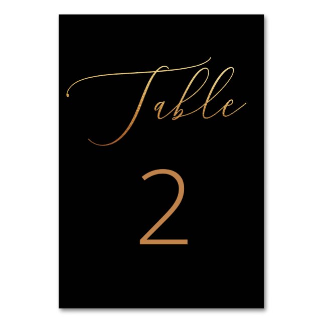 Numéro De Table Mariage élégant formel en noir et or | Écriture do (Par défaut)