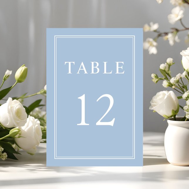 Numéro De Table Mariage Élégant Formel Moderne Bleu Poudré (Modern Elegant Formal Powder Blue Wedding Table Number)