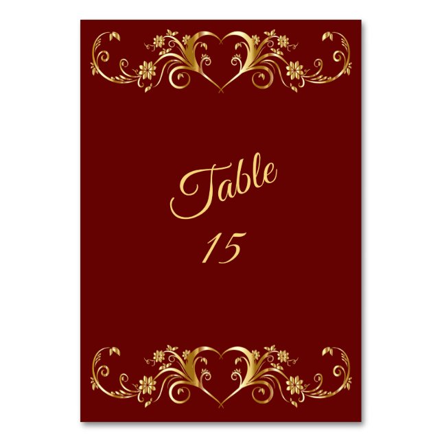 Numéro De Table Mariage élégant géométrique rouge doré (Par défaut)