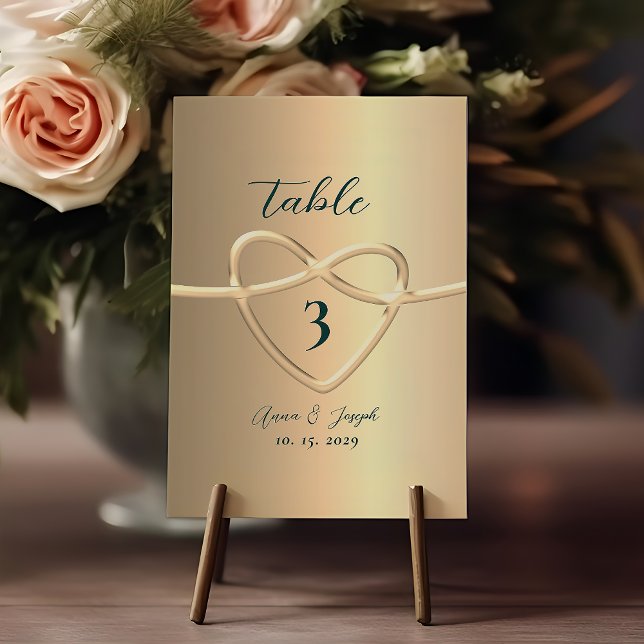 Numéro De Table Mariage élégant moderne à la feuille d'or (Créateur téléchargé)