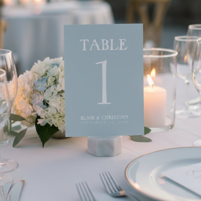 Numéro De Table Mariage élégant moderne bleu côtier (Elegant Coastal Blue Modern Wedding Table Number
)