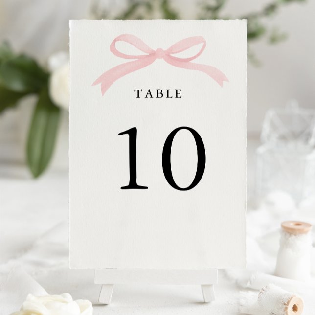 Numéro De Table Mariage Élégant Moderne Ruban Rose Pâle (Créateur téléchargé)
