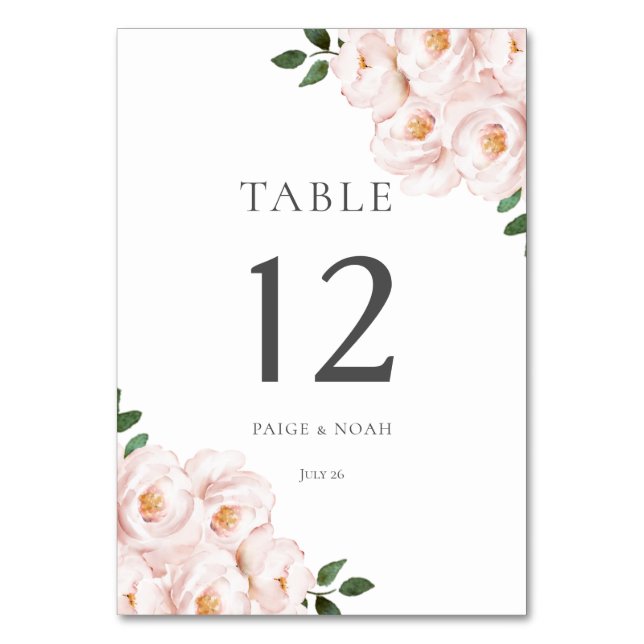 Numéro De Table Mariage Élégant Moderne Table Floral Rose (Par défaut)