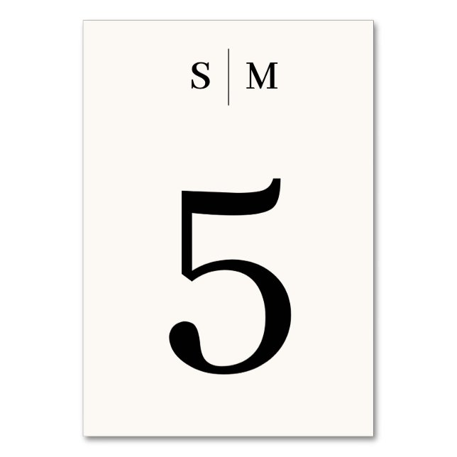 Numéro De Table Mariage Élégant Monogramme Blanc Ivoire (Par défaut)