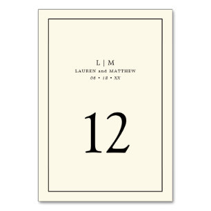 Numéro De Table Mariage élégant monogramme jaune beurre moderne
