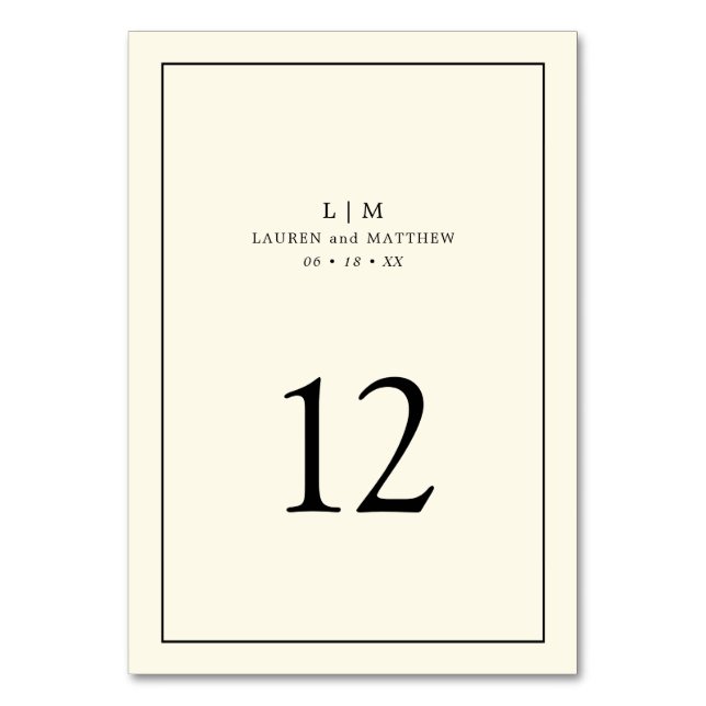 Numéro De Table Mariage élégant monogramme jaune beurre moderne (Par défaut)