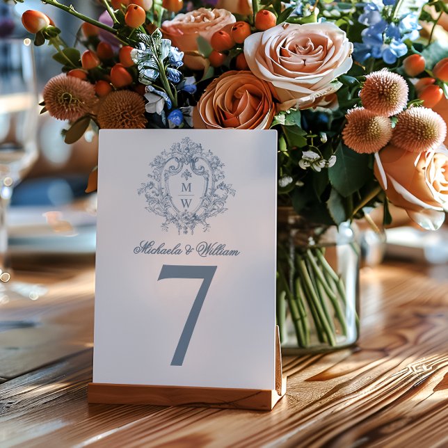 Numéro De Table Mariage Élégant Monogramme Régence Vintage (Créateur téléchargé)