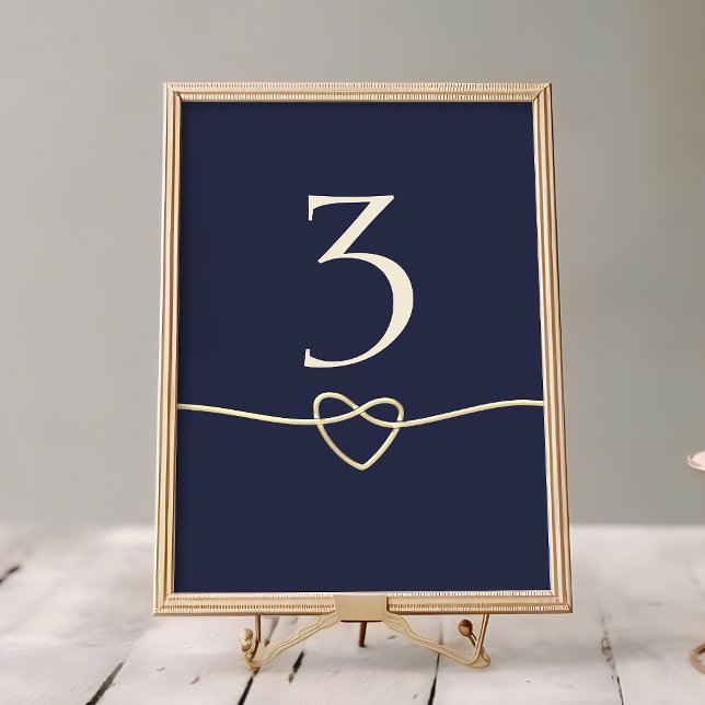 Numéro De Table Mariage élégant or et bleu marine (Créateur téléchargé)