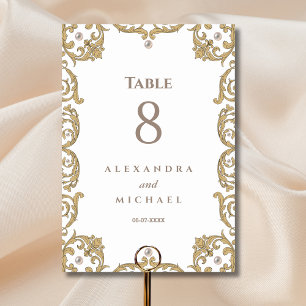 Numéro De Table Mariage élégant orné perle victorien vintage