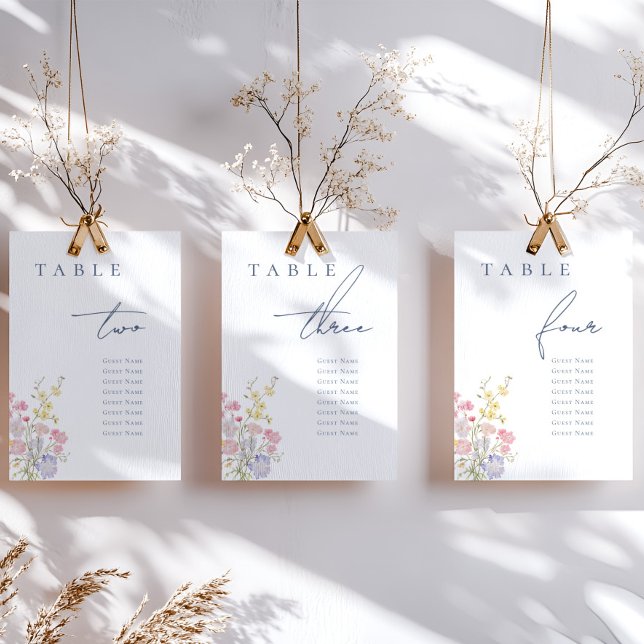 Numéro De Table Mariage Élégant Poussiéreux Bleu Script (Créateur téléchargé)