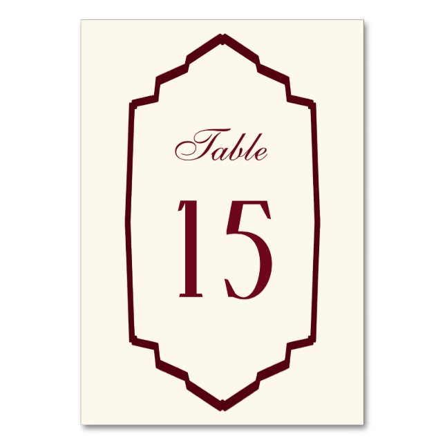 Numéro De Table Mariage élégant rétro à carreaux bordeaux (Par défaut)