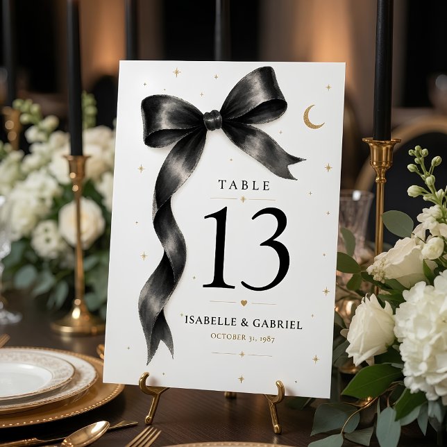Numéro De Table Mariage Élégant Ruban Noir de Luxe  (Créateur téléchargé)