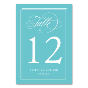 Numéro De Table Mariage Élégant Simple Bleu Puriste