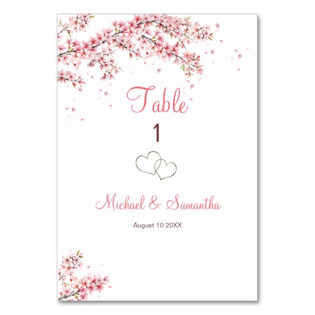 Numéro De Table Mariage Élégant sous les Fleurs de Cerisier (Par défaut)