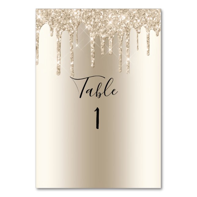 Numéro De Table Mariage élégant tendance avec paillettes et Champa (Par défaut)