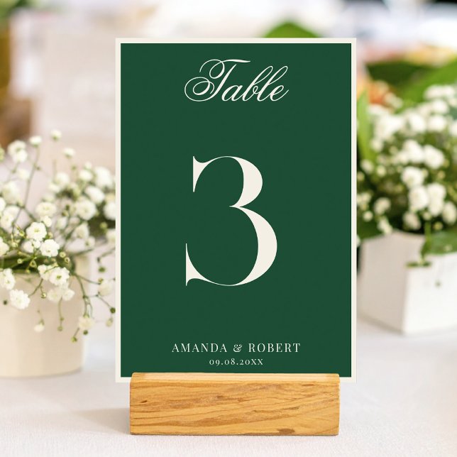 Numéro De Table Mariage Élégant Vert Vieille Fortune (Créateur téléchargé)