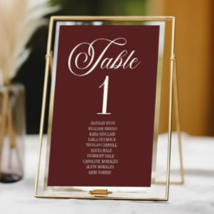 Numéro De Table Mariage Élégant Vintage Ivoire Bourgogne Foncé