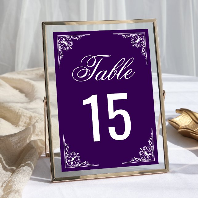 Numéro De Table Mariage Élégant Violet Orné (Créateur téléchargé)