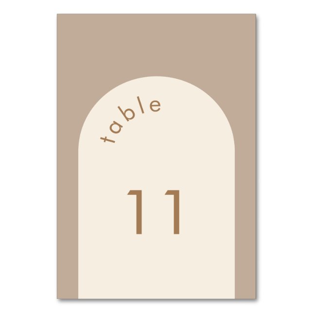 Numéro De Table Mariage en arc beige de sable géométrique minimali (Par défaut)