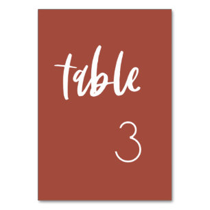 Numéro De Table Mariage en brique brûlée moderne et élégant
