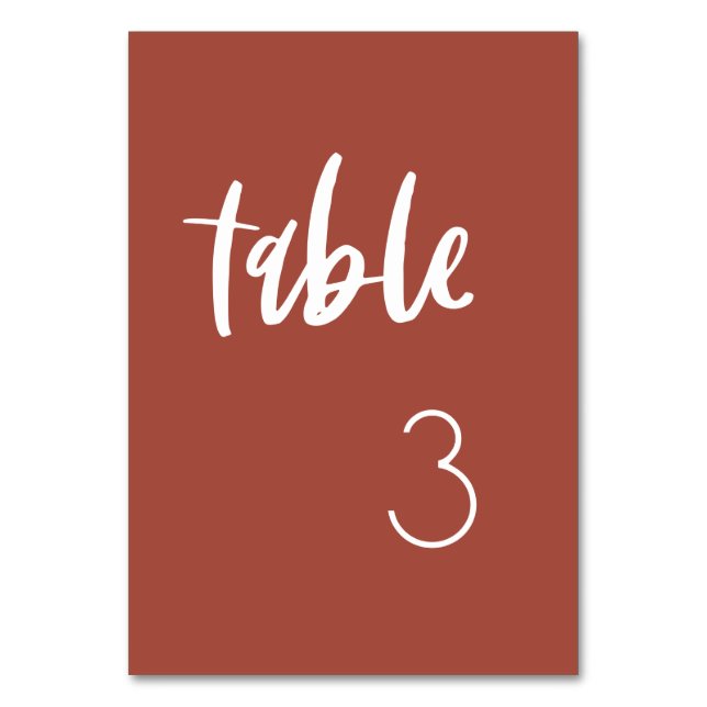 Numéro De Table Mariage en brique brûlée moderne et élégant (Par défaut)