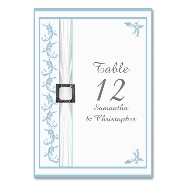 Numéro De Table Mariage en dentelle blanche bleu pastel et blanc d (Par défaut)