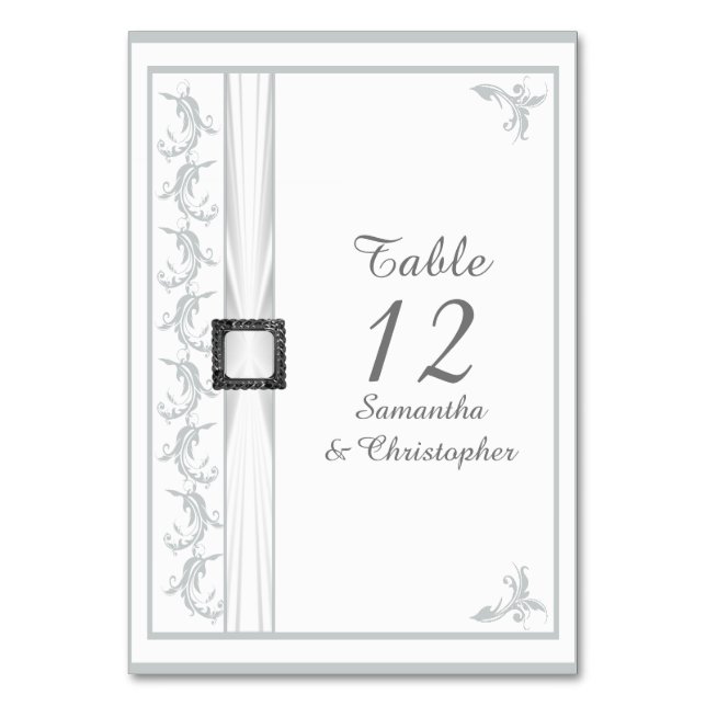 Numéro De Table Mariage en dentelle blanche gris clair et blanc da (Par défaut)