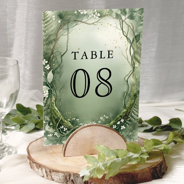 Numéro De Table Mariage en forêt enchantée à l'aquarelle (Créateur téléchargé)