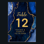 Numéro De Table Mariage en marbre marbré marine et or<br><div class="desc">Ce panneau élégant et glamour de numéro de table mariage est doté d'un arrière - plan en marbre marbré bleu marine avec des accents de parties scintillant faux or. Le texte combine écriture manuscrite et polices sans serif modernes pour un look élégant et sophistiqué. Il conviendra parfaitement aux mariages d'automne...</div>