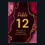Numéro De Table Mariage en marbre rouge et or<br><div class="desc">Ce panneau élégant et glamour mariage de numéro de table comporte un arrière - plan en marbre rouge agate avec des accents de parties scintillant faux or. Le texte combine écriture manuscrite et polices sans serif modernes pour un look élégant et sophistiqué. Il conviendra parfaitement aux mariages d'automne et d'hiver....</div>