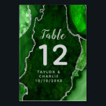 Numéro De Table Mariage en marbre vert et argenté<br><div class="desc">Ce panneau élégant et glamour mariage de numéro de table comporte un arrière - plan en marbre vert agate avec des accents de parties scintillant faux argent. Le texte combine écriture manuscrite et polices sans serif modernes pour un look élégant et sophistiqué. Il conviendra parfaitement aux mariages d'automne et d'hiver....</div>